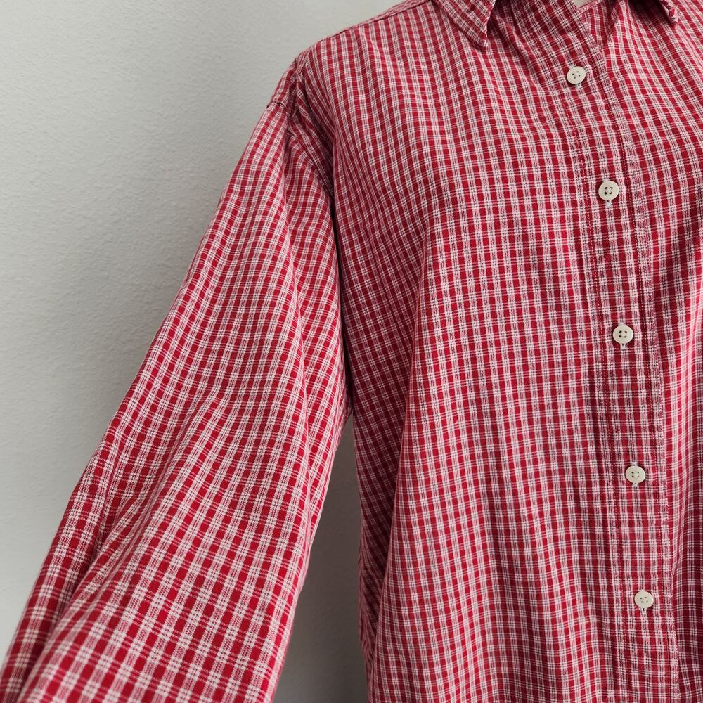 Vintage 90s Abercrombie Red Plaid Cotton Flannel Button Up Shirt Long Sleeve S - Picture 3 of 9